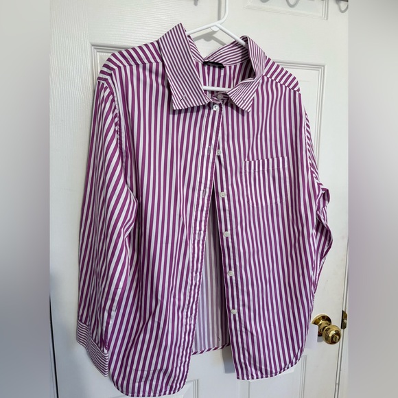Emporio Armani button up purple & white shirt excellent co. QR code authentic - Picture 2 of 6